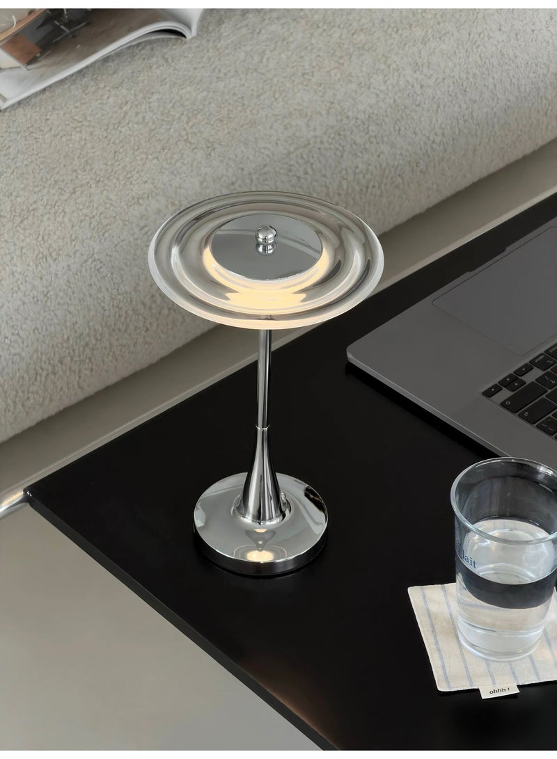 Bedroom Table Lamp, LED Ambient Creative UFO-Shaped Acrylic Lamp with Touch Control, 3-Color Dimming & USB Charging, Bedside Lamp - Image 1